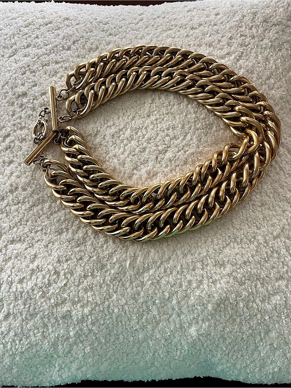 Anne Klein Vintage Double Strand Chunky Chain Toggle Necklace